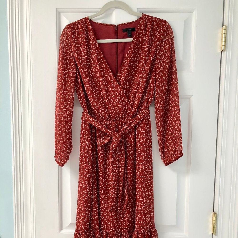 J Crew Point Sur faux-wrap dress in sparkle floral